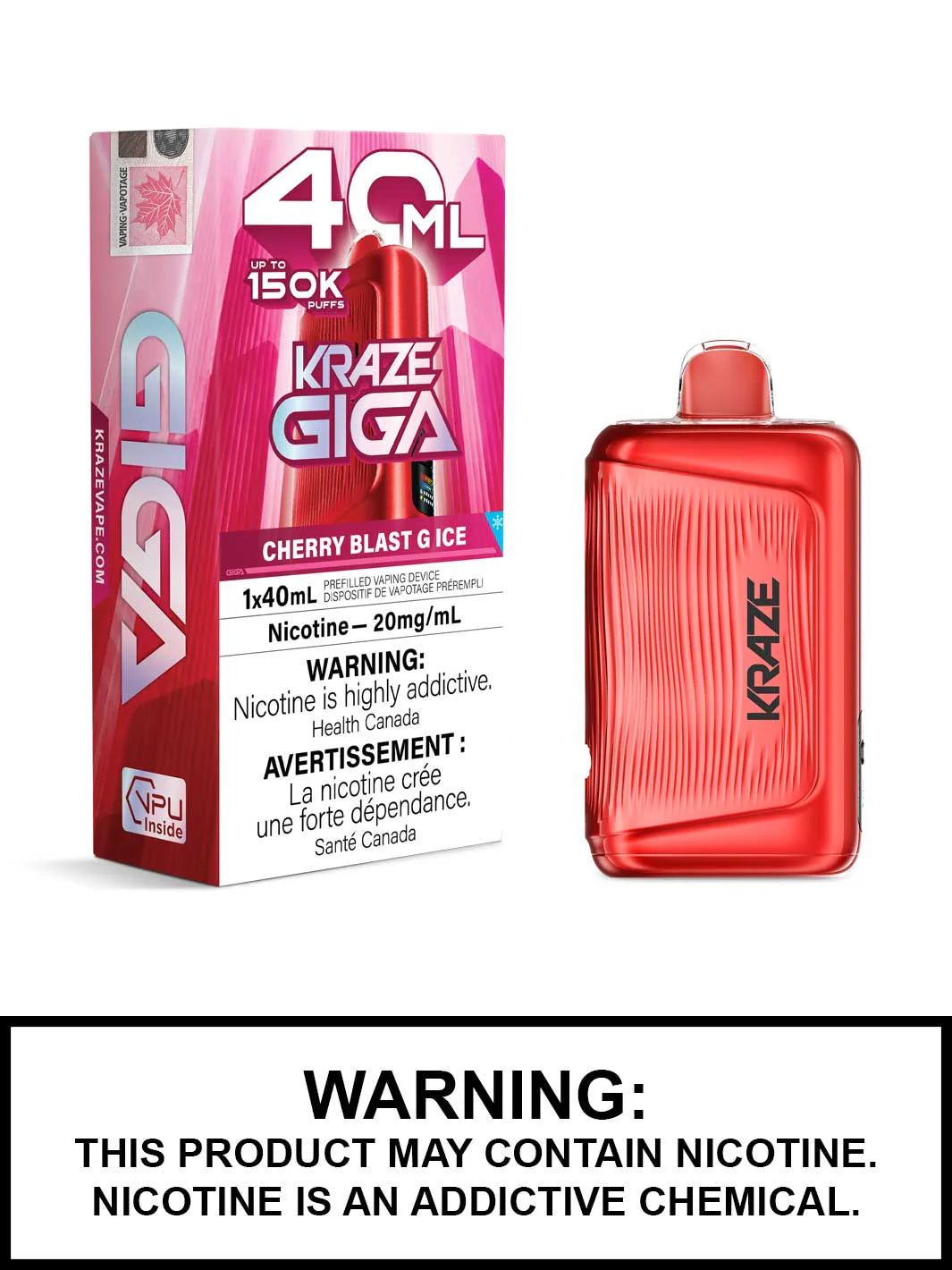 Kraze Giga 40ml 150k Cherry Blast G Ice