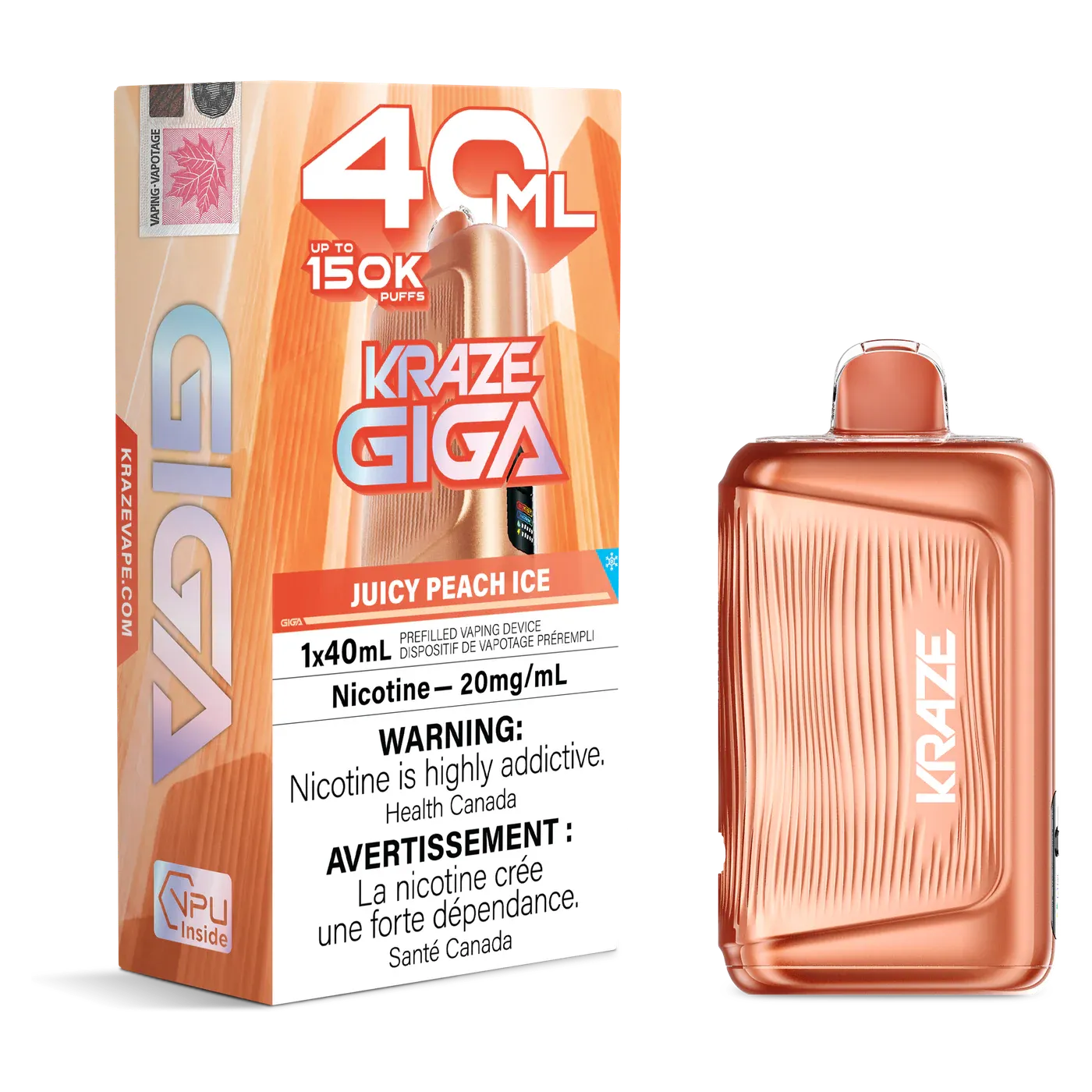 Kraze Giga 40ml 150k Juicy Peach Ice