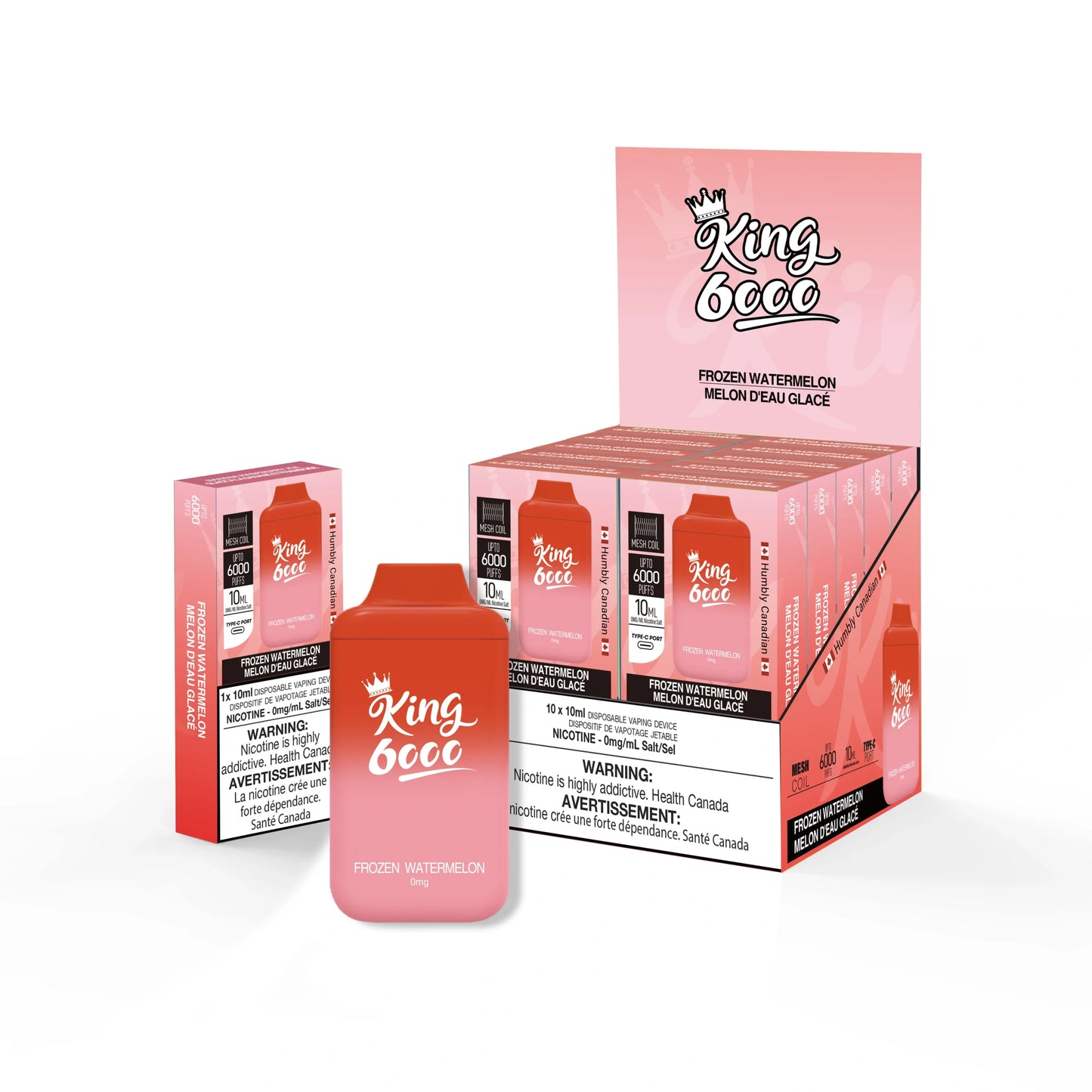 King 6000 0mg Nicotine free Frozen Watermelon (Provincial tax)