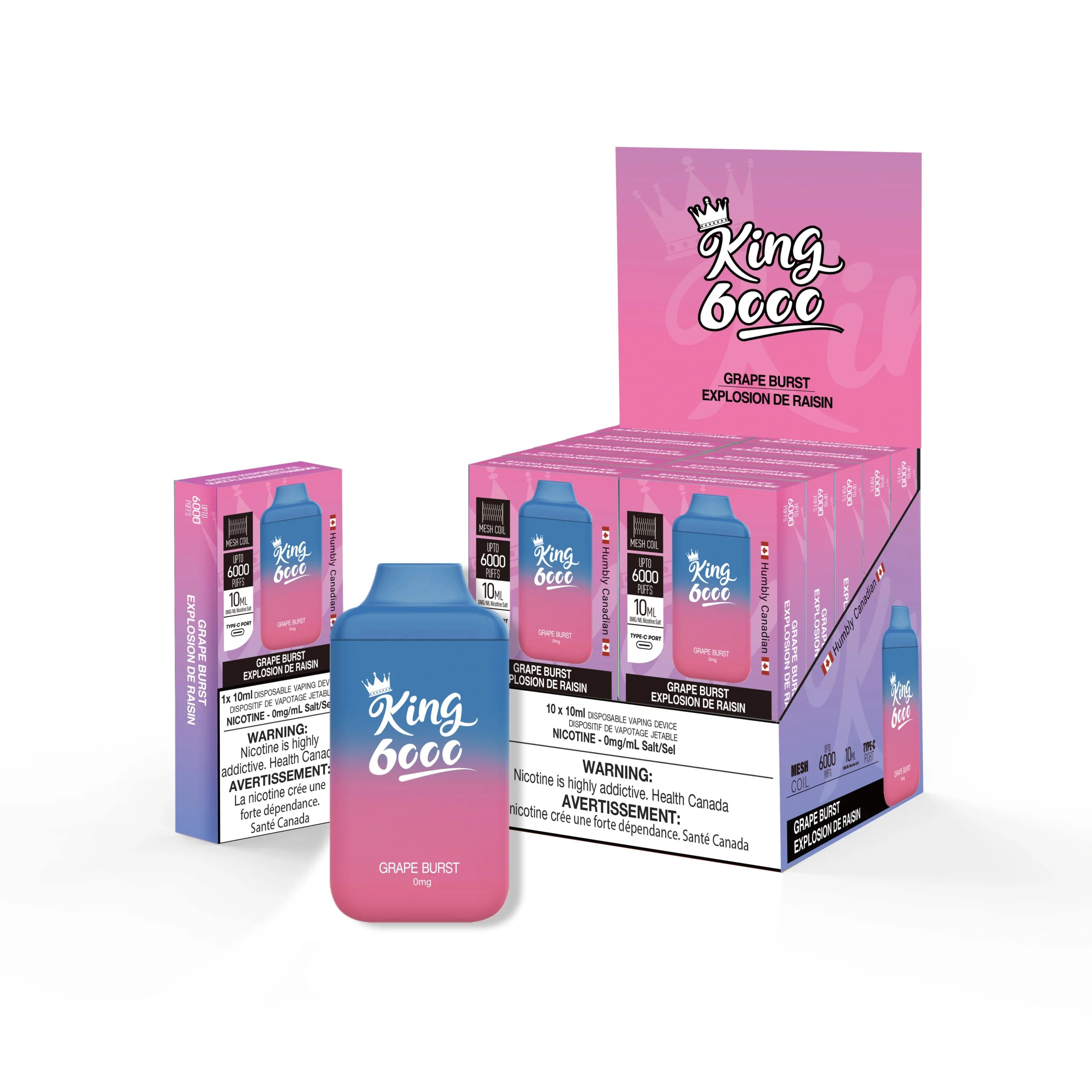 King 6000 0mg Nicotine free Grape Burst (Provincial tax) King vape shop King 6000 0mg Nicotine free Grape Burst (Provincial tax) King vape shop