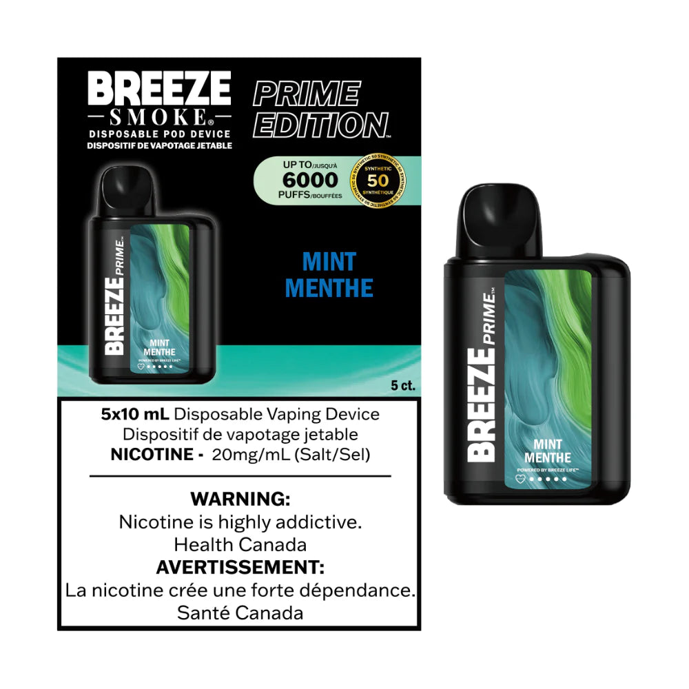 Breeze prime 6000 Synthetic 50 (20mg) Mint (Provincial tax) King vape shop Breeze prime 6000 Synthetic 50 (20mg) Mint (Provincial tax) King vape shop