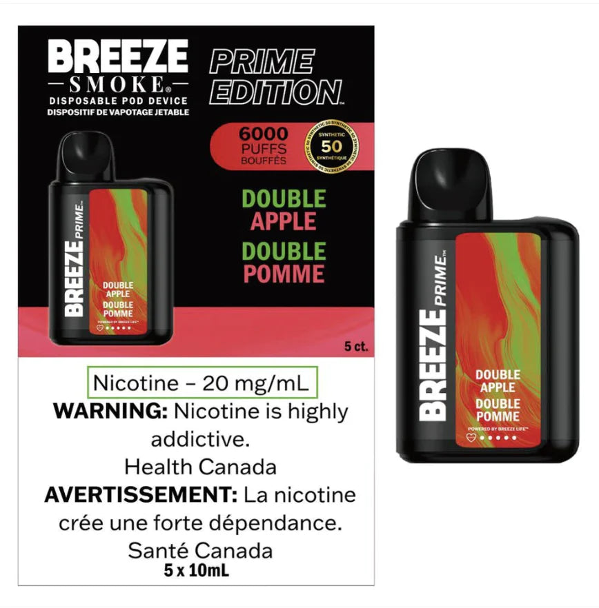 Breeze prime 6000 Synthetic 50 (20mg) Double apple (Provincial tax)