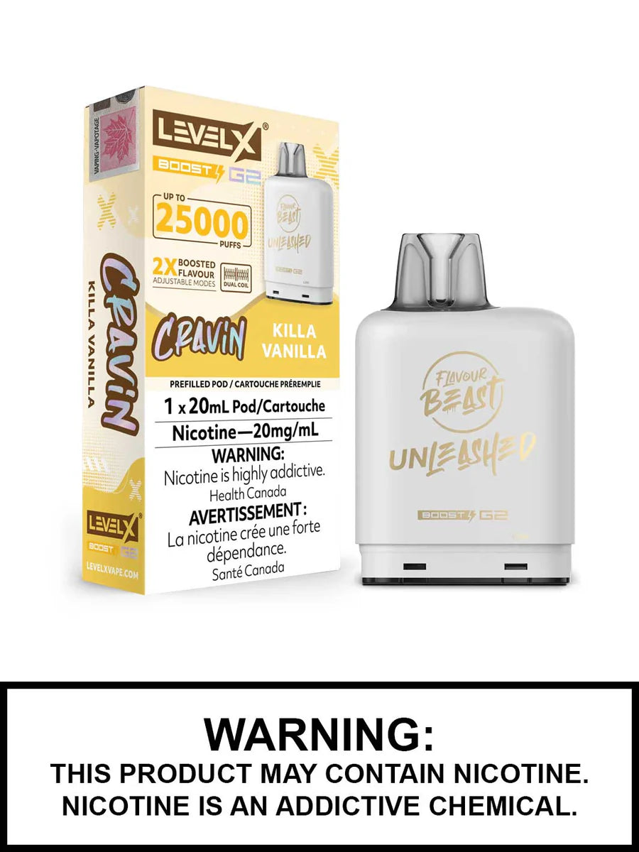Level X Boost pod G2 Unleashed 25k Puffs Killa Vanilla *