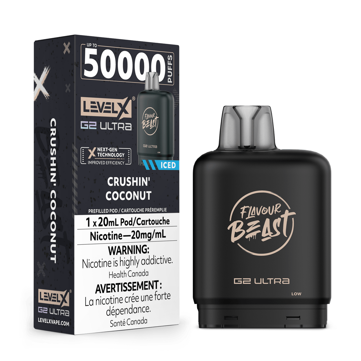 Level X G2 Ultra Flavour beast 50k pod Crushin Coconut (Provincial tax)