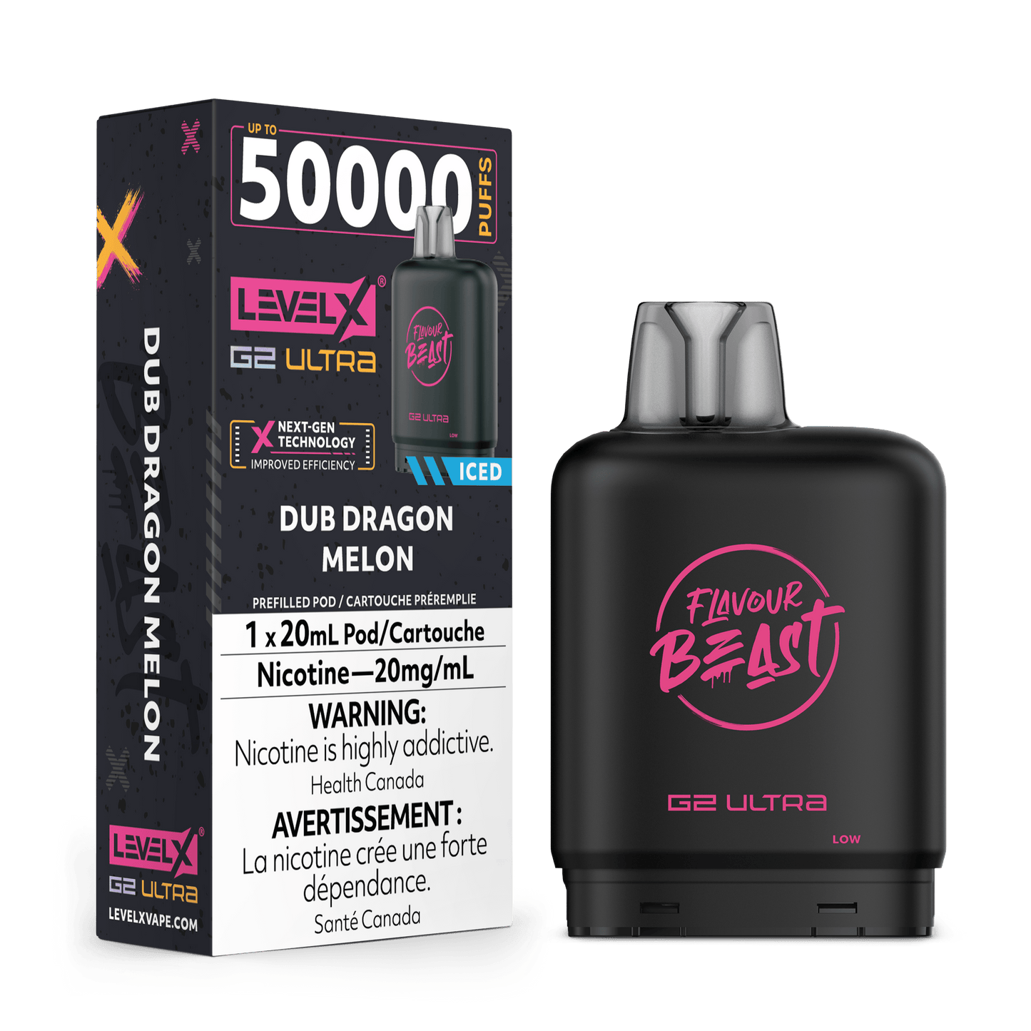 Level X G2 Ultra Flavour beast 50k pod Dub Dragon Melon (Provincial tax)