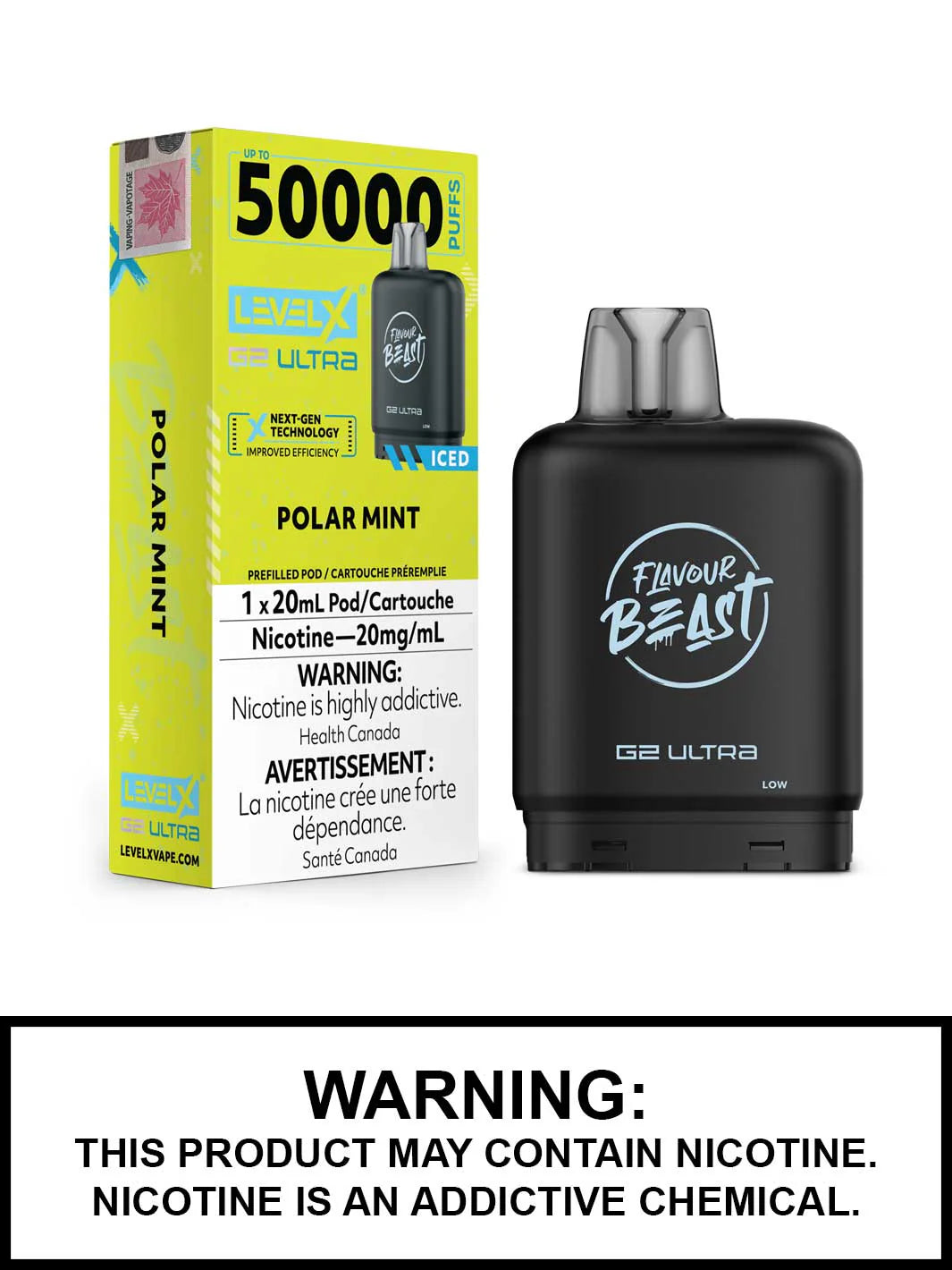 Level X G2 Ultra Flavour beast 50k pod Polar Mint (Provincial tax)