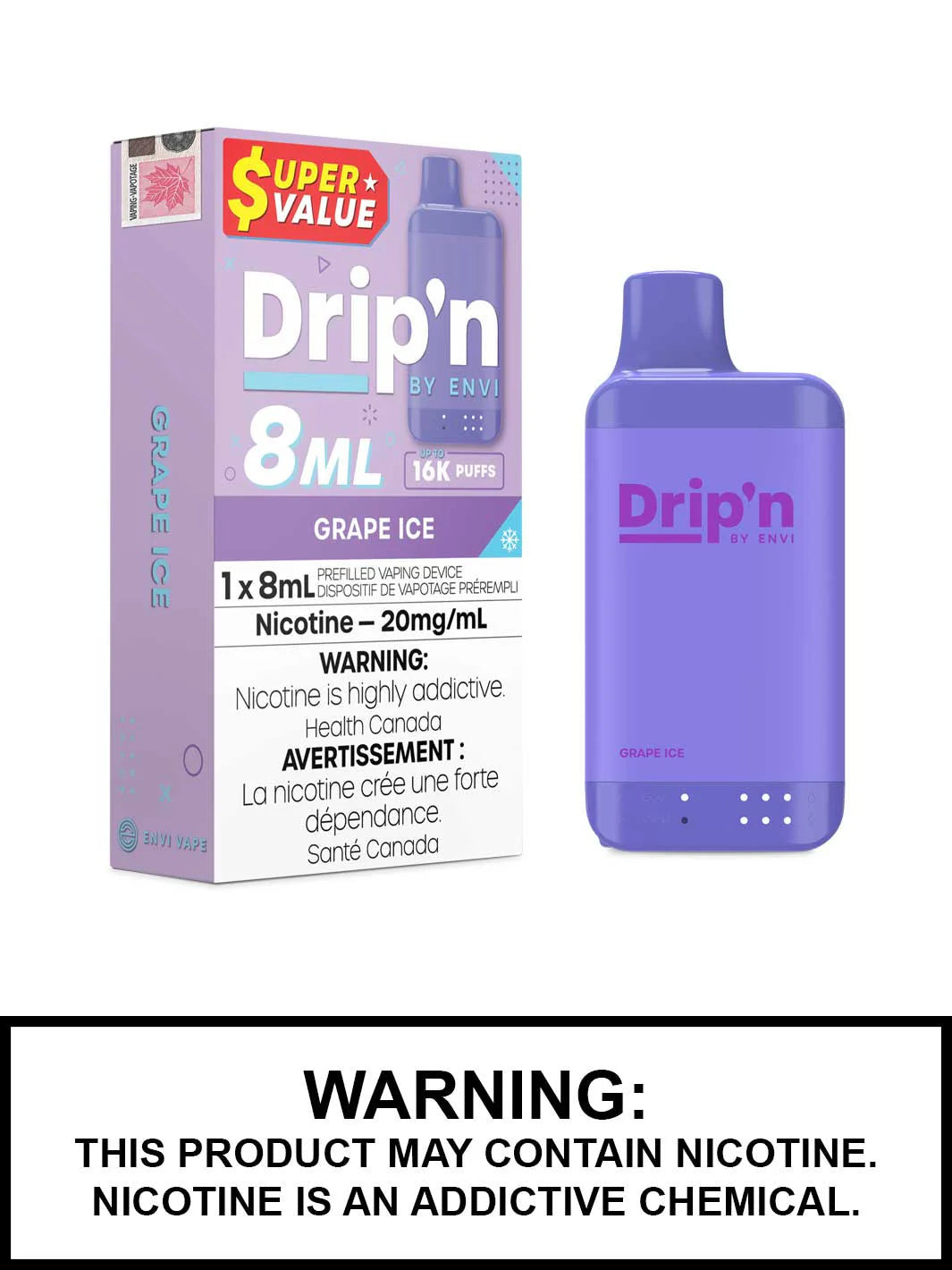 Drip’n by Envi 8ML - Grape Ice 16k*