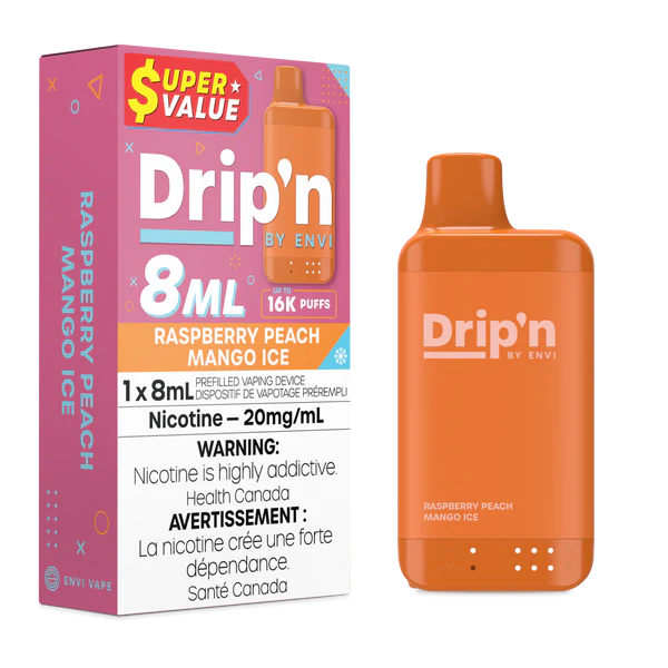 Drip’n by Envi 8ML - Raspberry Peach Mango ice 16k*