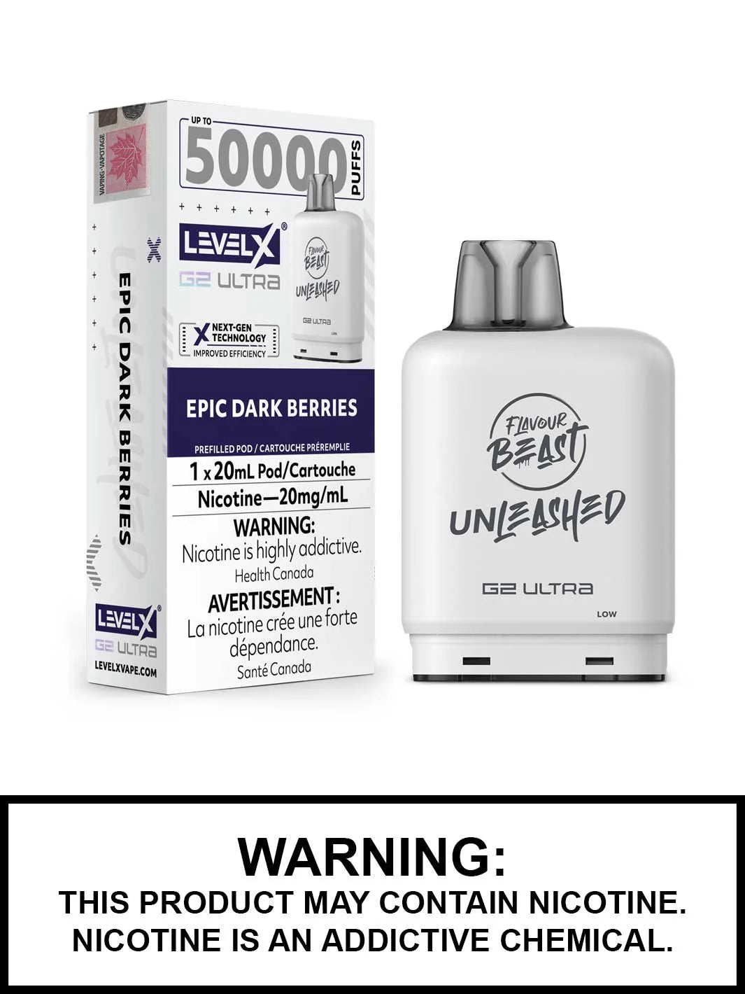Level X G2 Ultra Flavour beast 50k pod Epic Dark Berries (Provincial Tax)