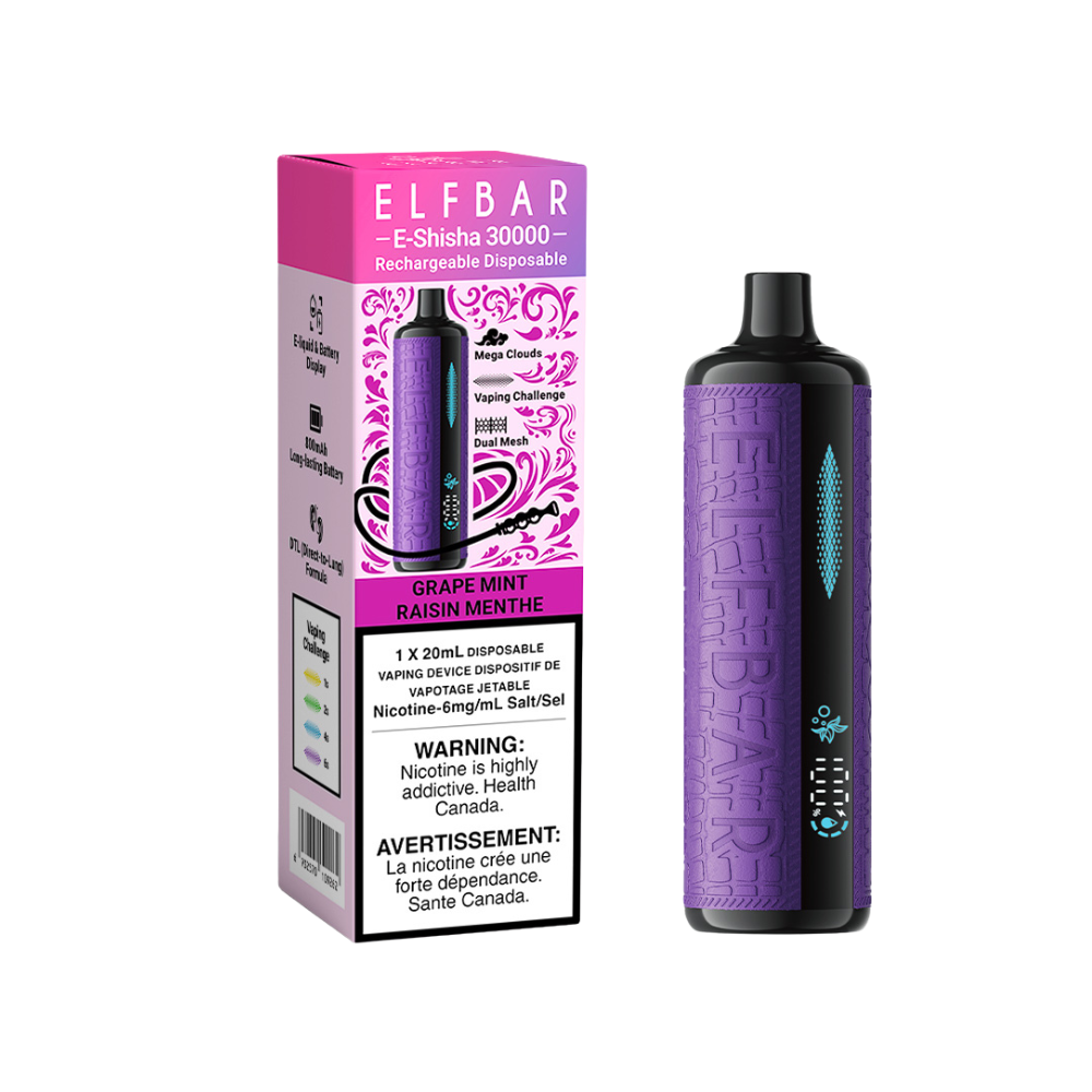 Elf Bar Shisha 30k -Grape Mint (provincial tax)