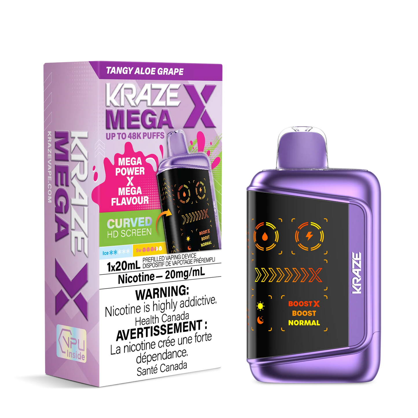 Kraze X Mega 48k puffs Tangy Aloe Grape ice (Provincial tax)