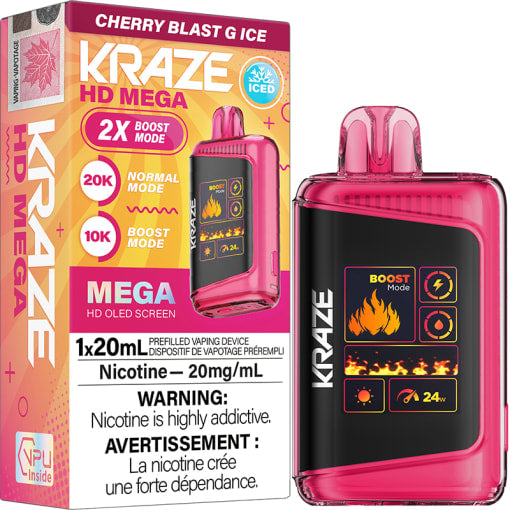 Kraze HD Mega 20k Puffs Cherry Blast G Ice (Provincial)