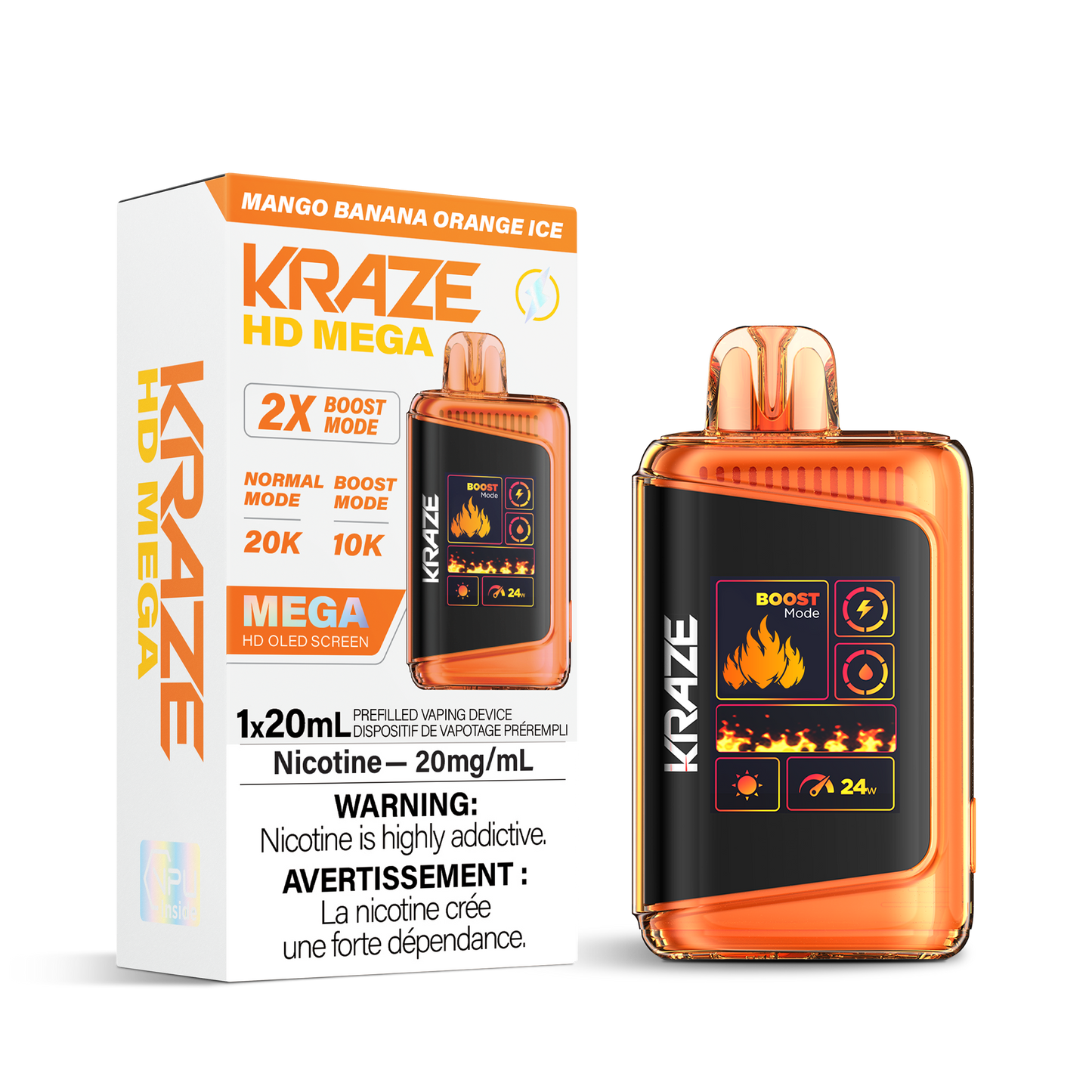 Kraze HD Mega 20k Puffs Mango Banana Orange Ice (Provincial)