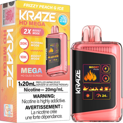 Kraze HD Mega 20k Puffs Frizzy Peach G Ice (Provincial)