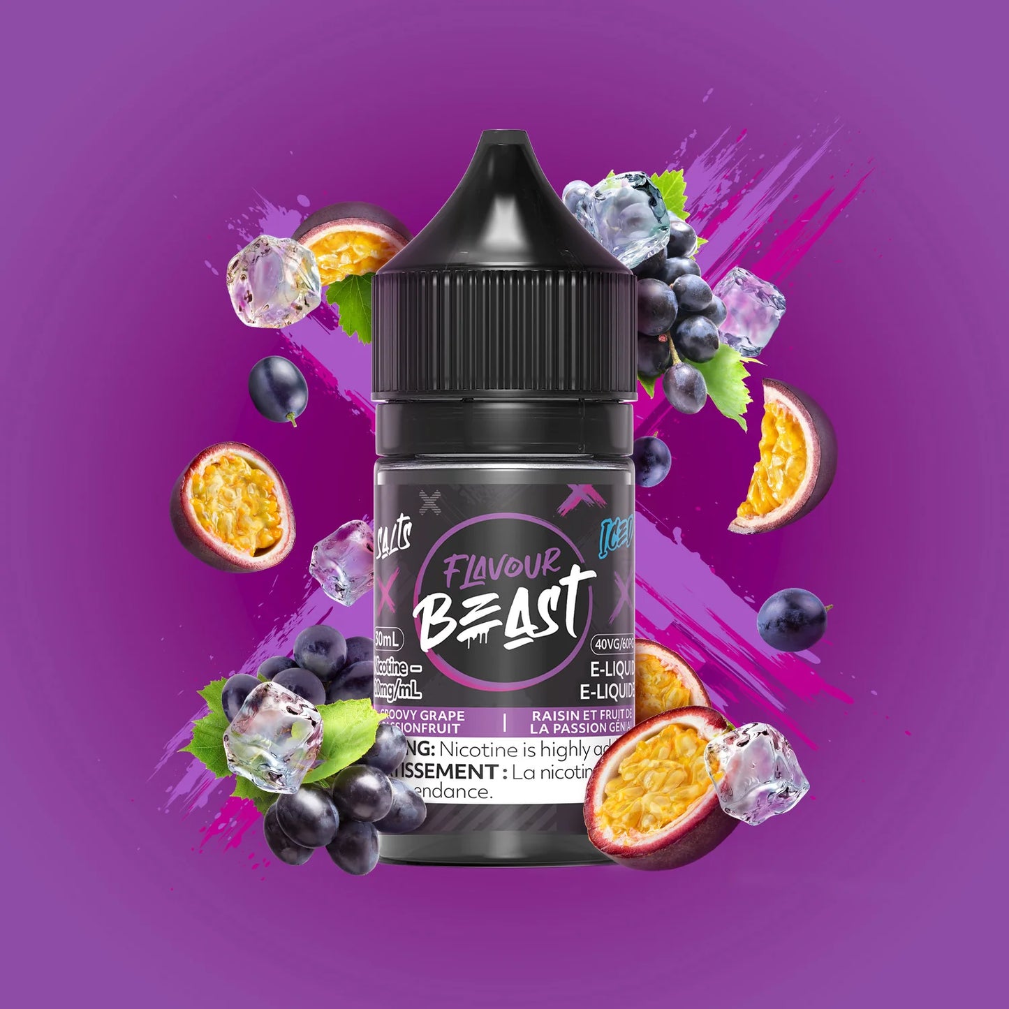 Flavour beast E-liquid- Groovy grape passionfruit Ice 20mg/30ml(provincial tax)