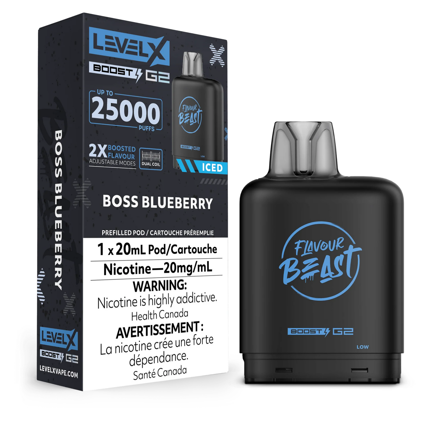 Level X Boost pod G2 25k Puffs Boss Blueberry (Provincial Tax)