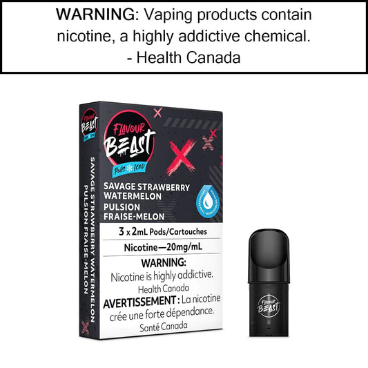 Flavour Beast 3pods Savage Strawberry Watermelon Iced (Provincial Tax)