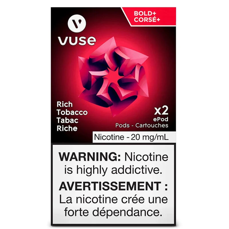 Vuse epods Bold+ Rich Tobacco Pods 20mg (Provincial tax)