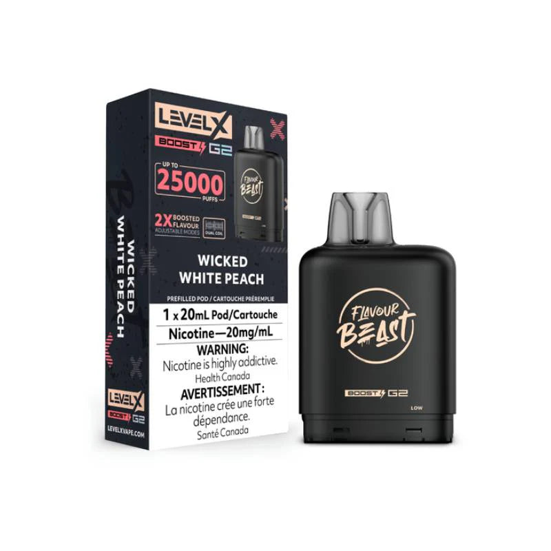 Level X Boost pod G2 25k Puffs wicked white peach (Provincial Tax)