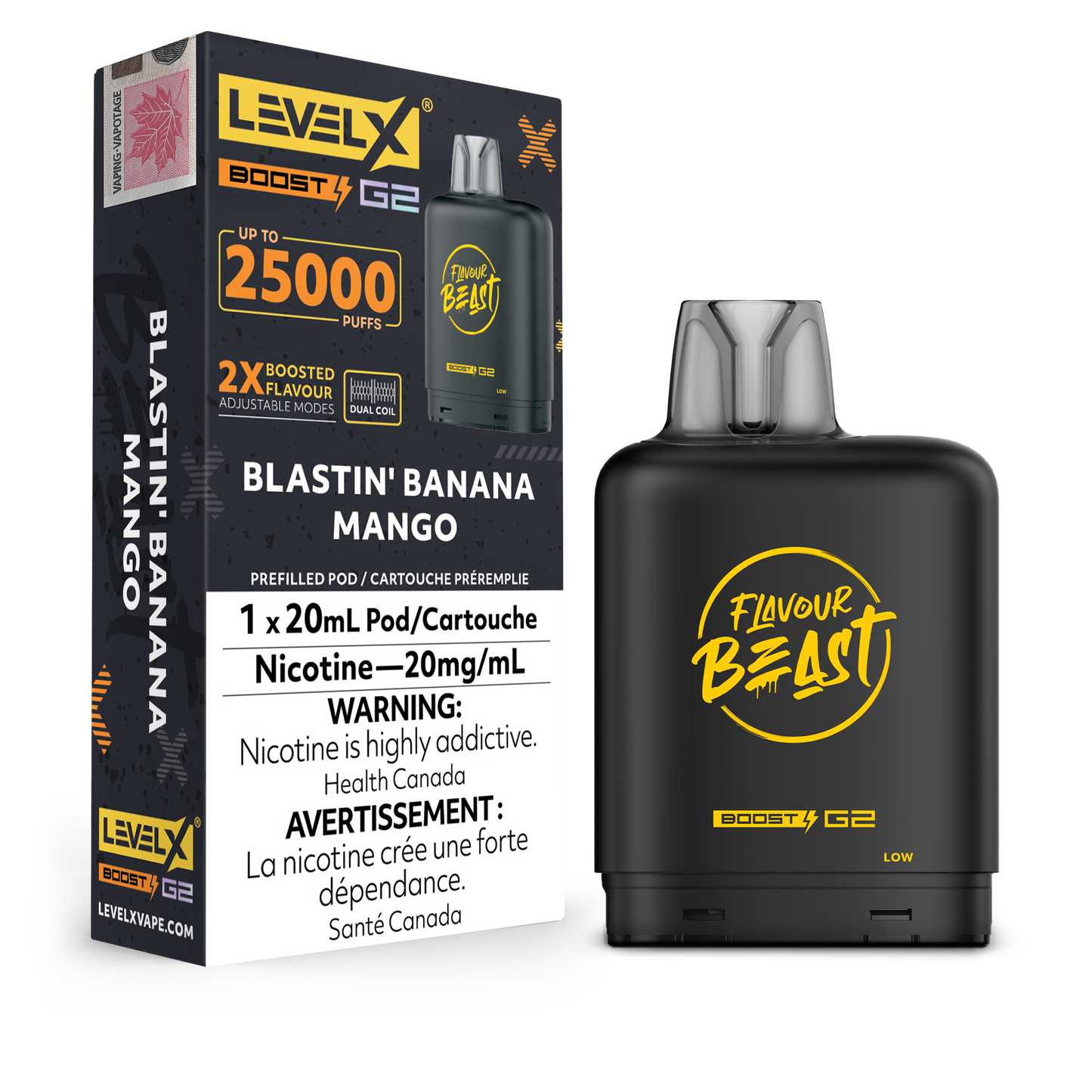 Level X Boost pod G2 25k Puffs Blastin Banana Mango (Provincial Tax)