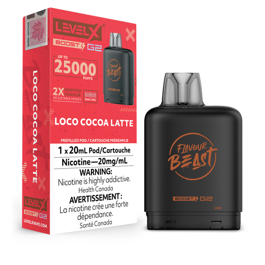 Level X Boost pod G2 25k Puffs Loco Cocoa Latte (Provincial Tax)