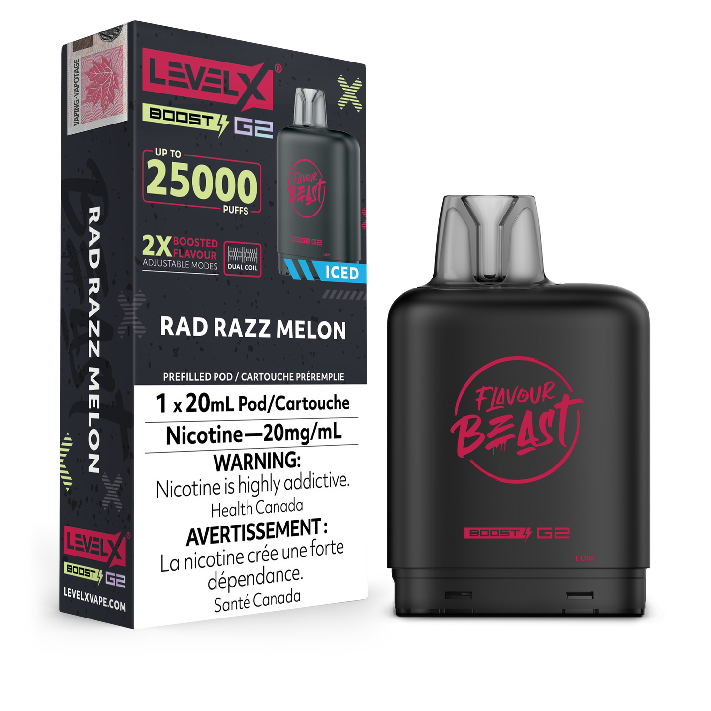 Level X Boost pod G2 25k Puffs Rad Razz Melon (Provincial Tax)