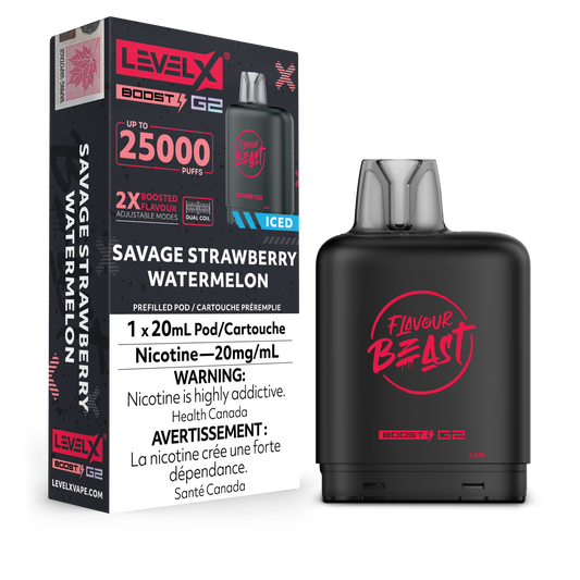 Level X Boost pod G2 25k Puffs Savage strawberry Watermelon (Provincial Tax)