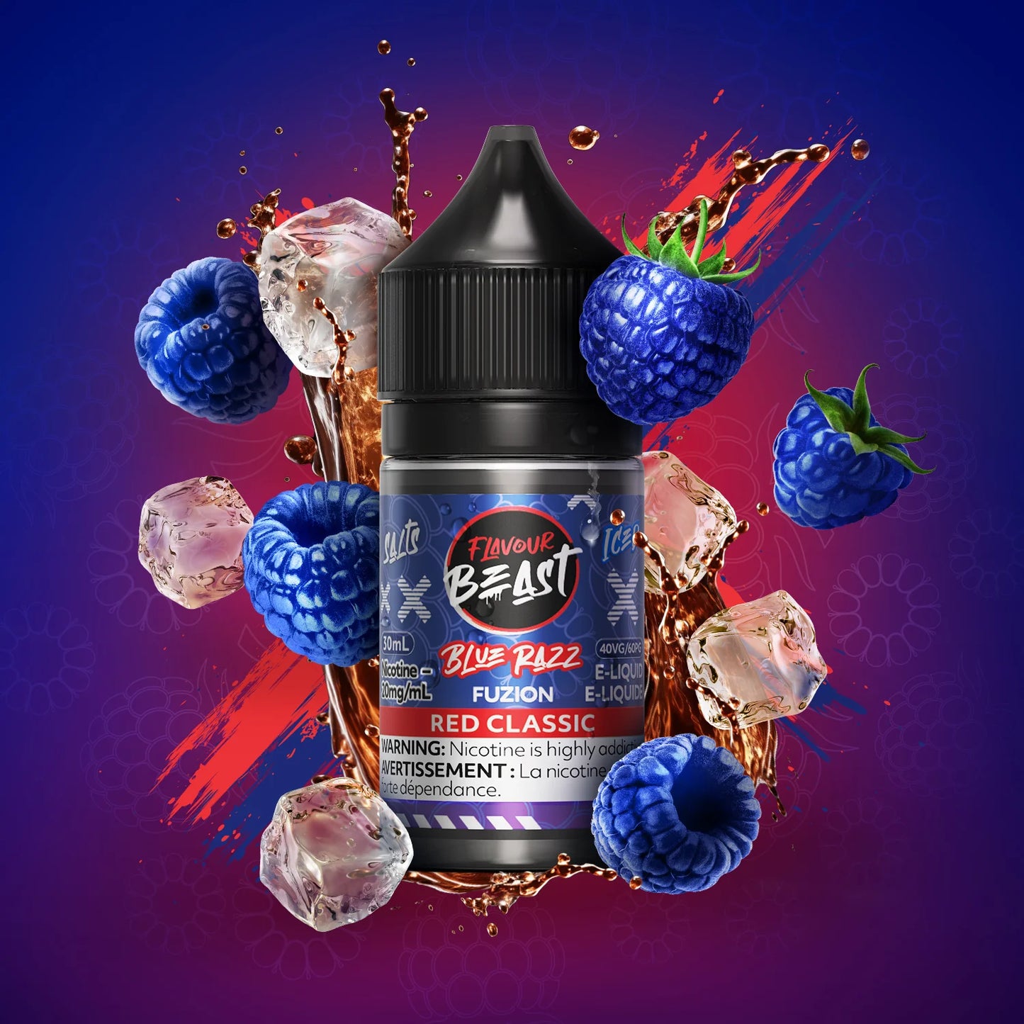 Flavour beast E-liquid- blue razz fuzion Red Classic 20mg/30ml(provincial tax)