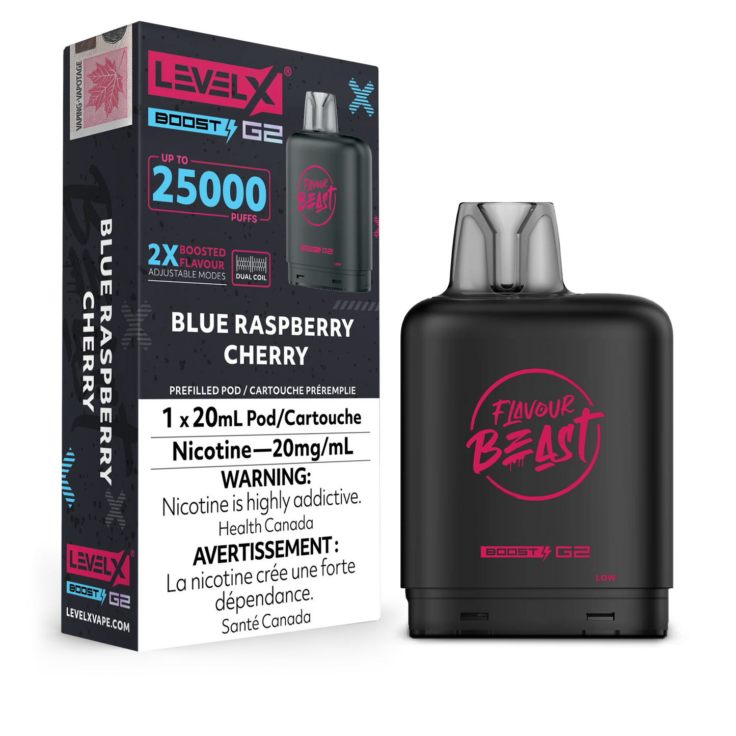 Level X Boost pod G2 25k Puffs blue raspberry cherry (Provincial Tax)