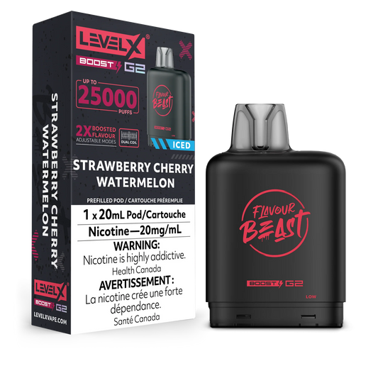 Level X Boost pod G2 25k Puffs strawberry cherry watermelon iced (Provincial Tax)