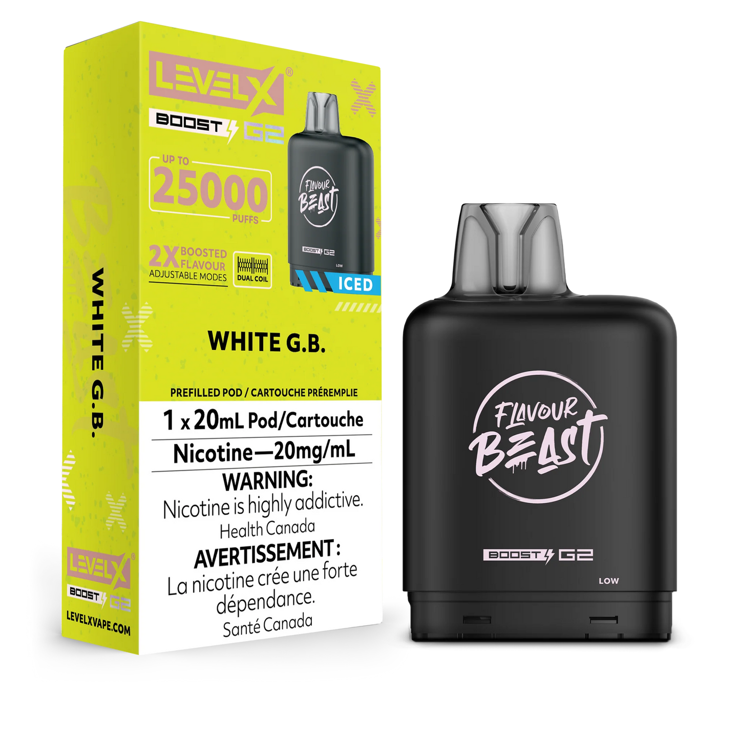 Level X Boost pod G2 25k Puffs white G.B. Iced (Provincial Tax)