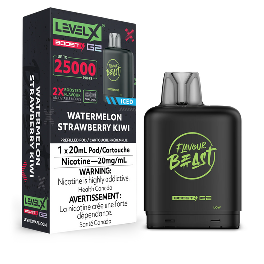 Level X Boost pod G2 25k Puffs Watermelon strawberry kiwi iced(Provincial Tax)