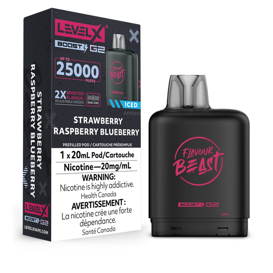 Level X Boost pod G2 25k Puffs strawberry Raspberry Blueberry iced (Provincial Tax)