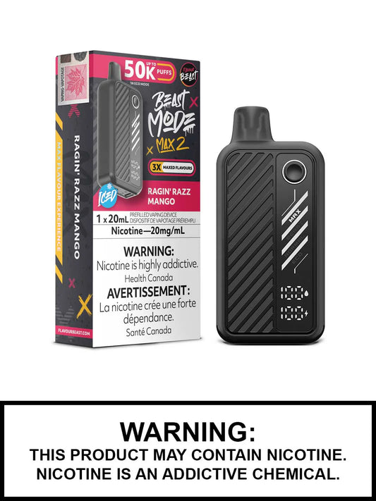 Flavour beast Beast mode max 2 50k puffs Ragin Razz Mango *