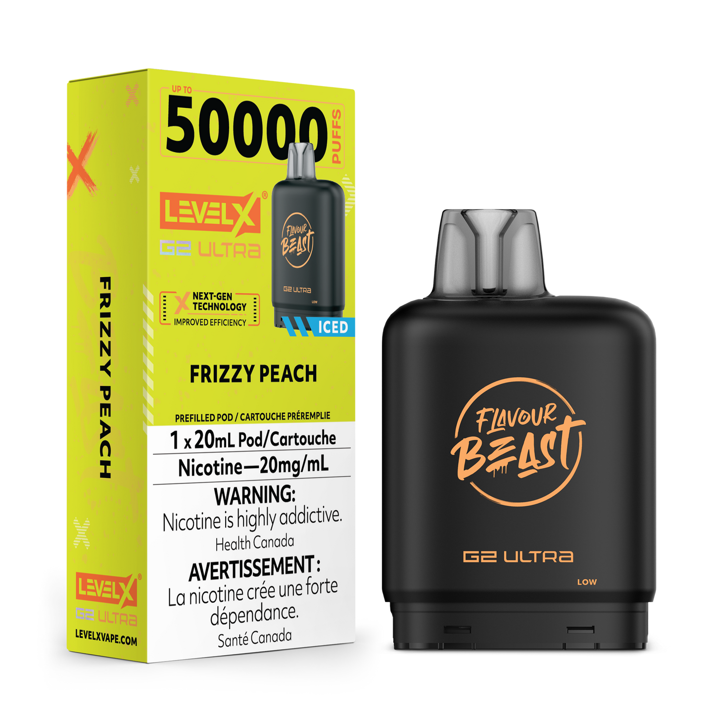 Level X G2 Ultra Flavour beast 50k pod Frizzy Peach (Provincial tax)