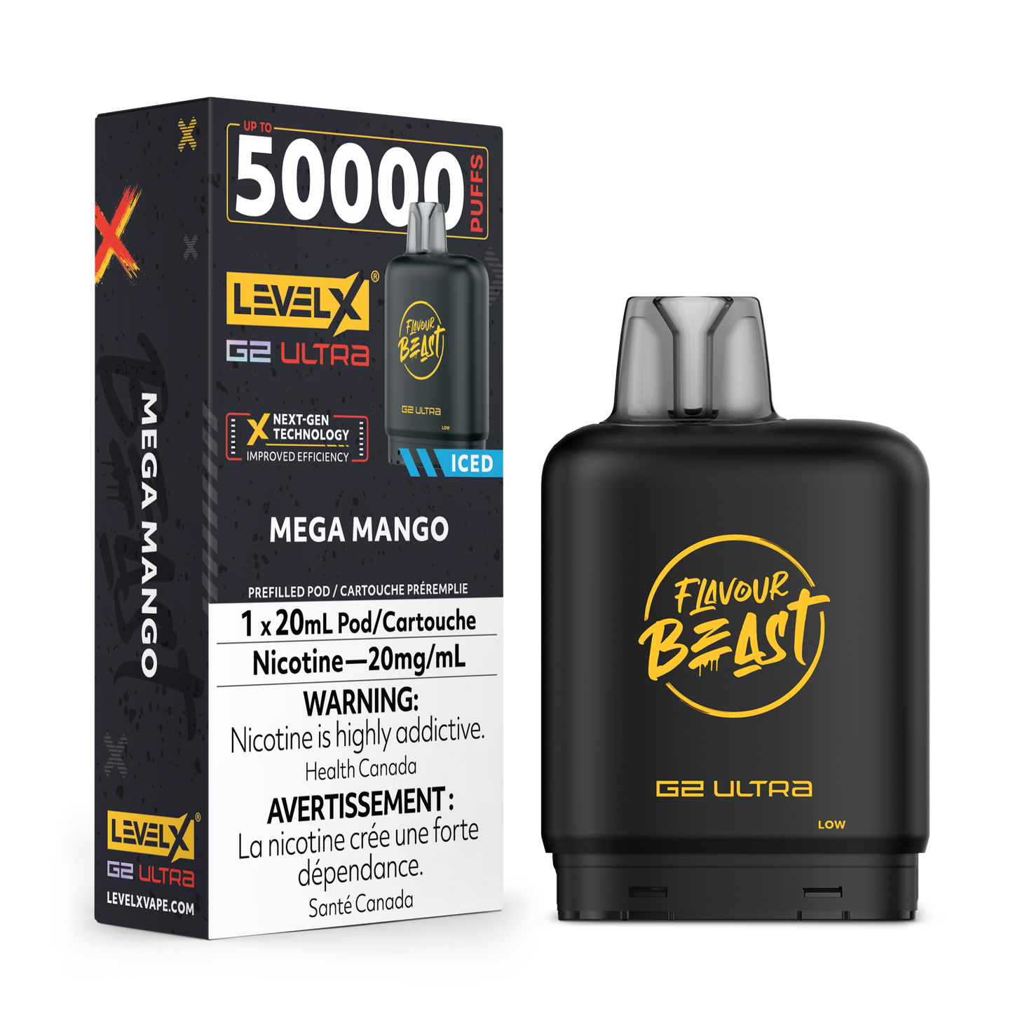 Level X G2 Ultra Flavour beast 50k pod Mega Mango (Provincial tax)