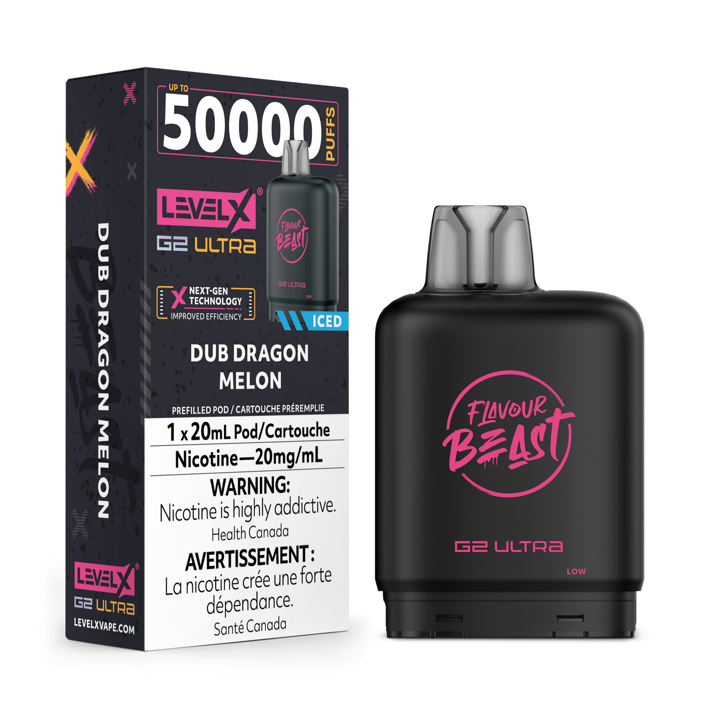 Level X G2 Ultra Flavour beast 50k pod Dub Dragon Melon *