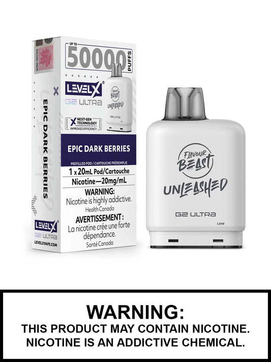 Level X G2 Ultra Flavour beast 50k pod Epic Dark Berries (Provincial Tax)