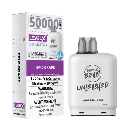 Level X G2 Ultra Flavour beast 50k pod Epic Grape Ice (Provincial Tax)