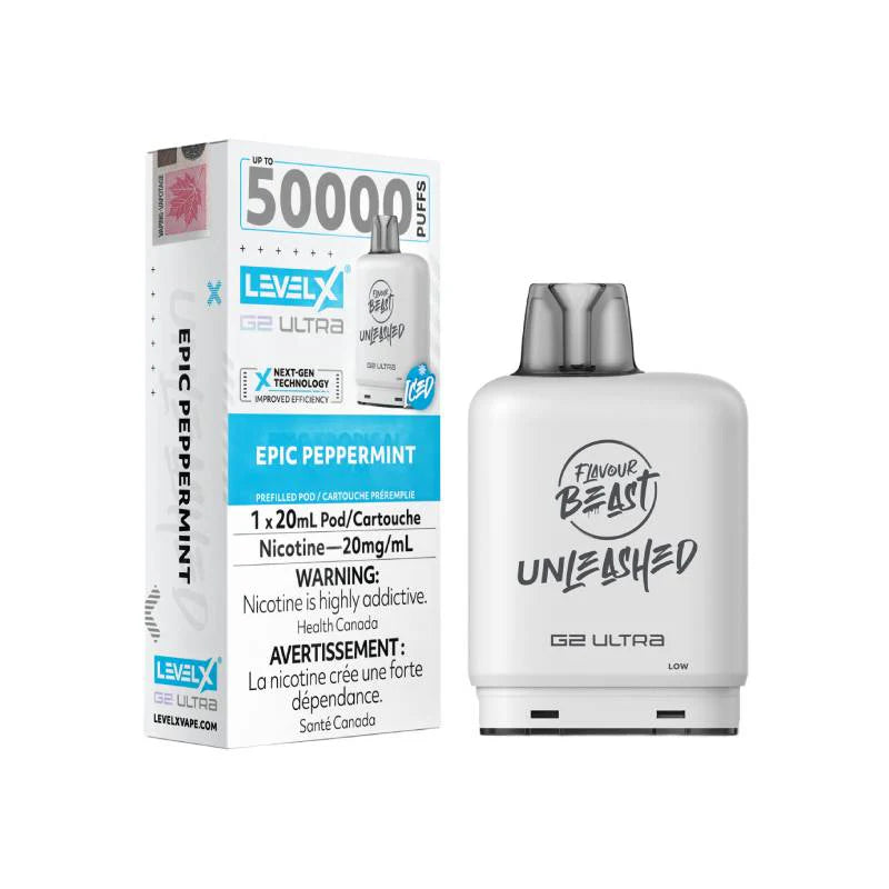 Level X G2 Ultra Flavour beast 50k pod Epic Peppermint Ice (Provincial Tax)