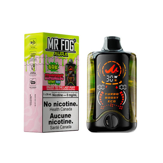 Mr Fog Aura 60k Nicotine Free 0mg Strawberry Watermelon Kiwi Ice (Provincial tax)