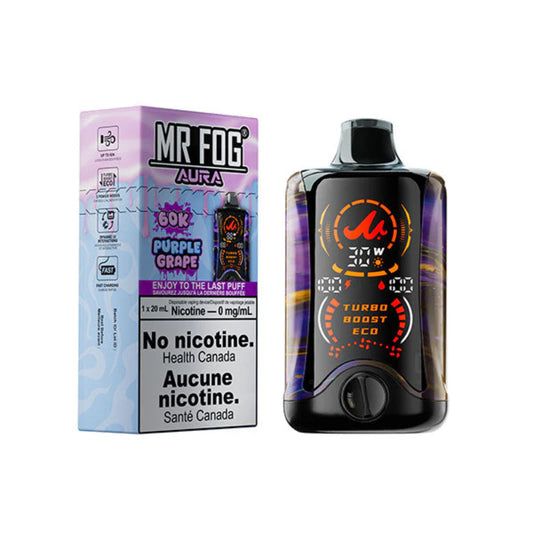 Mr Fog Aura 60k Nicotine Free 0mg Purple Grape (Provincial tax)
