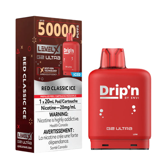 Level X G2 Ultra Dripn 50k pod Red Classic Ice (Provincial tax)