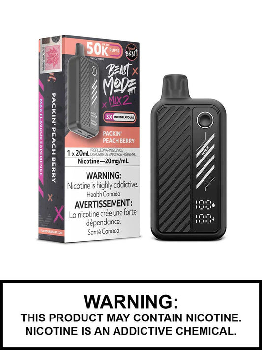 Flavour beast Beast mode max 2 50k puffs Packin Peach berry(Provincial tax)