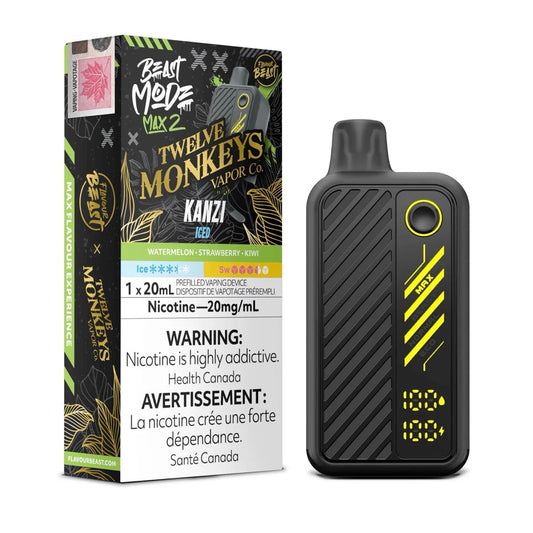 Flavour beast Beast mode max 2 50k puffs Twelve Monkey Series Kanzi Iced (Provincial tax)