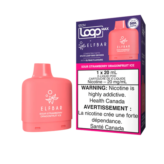 STLTh loop max X Elfbar 50k pod Sour strawberry Dragonfruit ice (Provincial tax)