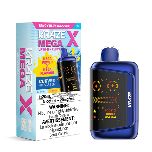 Kraze X Mega 48k puffs Tangy blue razz ice (Provincial tax)