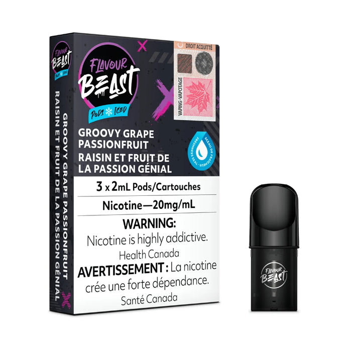 Flavour Beast 3pods groovy grape passionfruit iced (Provincial Tax)